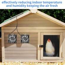 太阳能电动通风机双风扇空气循环，适用于小型鸡舍、温室、棚屋、宠物屋、窗户排气管