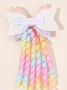 عقدة الفراشة شعر كوركر عقدة الفراشة قطعتان للبنات الصغيرات، عقدة الفراشة كوركر ملون ومموج، مشابك سنارة أنيقة وناعمة، اكسسوارات شعر أطفال عشوائية التدرج اللوني - متعدد الألوان - مشاهدة 4