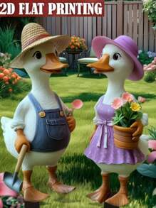 1 个鸭子花园桩，- 2D 打印，无电池/无芯，可爱的鸭子形状，由耐用的亚克力花园桩制成，适用于父亲节、婚礼、节日户外草坪装饰、婚礼装饰，可爱的鸭子形状，由耐用的亚克力花园桩制成 - 彩色 - 查看 5