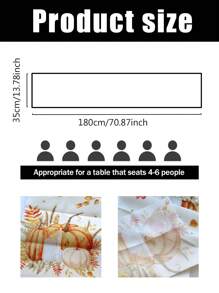 1 pièce Nappe en polyester de 35*180cm avec motif de citrouille à l'aquarelle, décoration de table d'automne pour la récolte, décoration de fête avec thème de feuille d'érable, Halloween, Thanksgiving, décoration saisonnière d'intérieur/extérieur, fournitures de fête