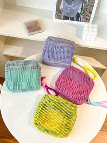 1/4 szt. Mini makaronik w kształcie kolorowych, wysokiej jakości, wielofunkcyjnych torebek z siatki, wygodne przechowywanie, ładny portfel, przenośna kosmetyczka, odpowiednia dla dziewczynek, z paskiem na ramię z zamkiem błyskawicznym, odpinana, wielofunkcyjna, przezroczysta torba do przechowywania z siateczki, pudełko do przechowywania podpasek higienicznych dla dziewczynek, może być również używane do przechowywania szminki, miniaturowych pędzli do makijażu, produktów do pielęgnacji skóry itp. - Wielokolorowe - Zobacz 6