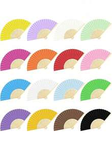 1pc/2pcs/9pcs/10pcs Colorful Paper Hand Fan, Foldable Fans For Wedding Guests, Ideal Fashion Accessory And Gift (The Front Side Of The Fan Is Intact, But The Back May Have Some Dye Staining Which Is Unavoidable) - Multicolor - View 12