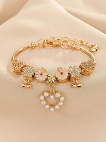 1 件甜美可爱粉色蝴蝶结心形糖果串珠手链，是送给青少年、好朋友、学生、女儿和孙女的理想礼物 - 彩色 - 查看 8