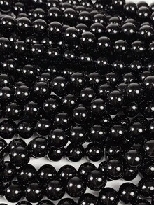 1 串黑曜石光滑圆珠天然石珠，4 毫米 6 毫米 8 毫米 10 毫米黑色圆形散珠，适用于 DIY 珠宝制作手链项链 - 黑色 - 查看 1