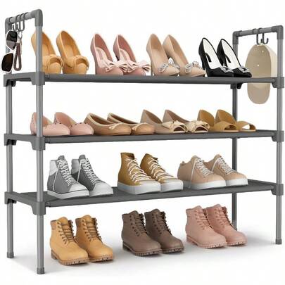 3 Tier Shoe Rack For Closet Shoe Organizer With 5 Hs Long Shoe Shelf Stora For Shoe And Boot Stackable Free Standing Shoe Rack For Entryway Gara Small Spaces Dorm Grey