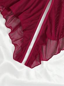 Plus Size Women Lace Patchwork Sexy Lingerie Bodysuit