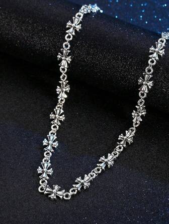 1pc Cross Pendant Necklace, Vintage Punk Style Personalized Necklace Versatile For Men