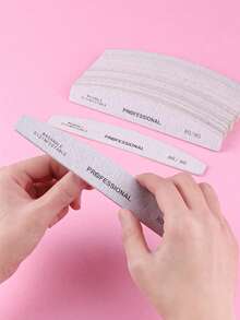 5pcs Semicircular Professional Nail Files, 80/80 Grit,Nail Supplies,Nail Tools,Nail Art Tools,Back To School,Nails,Nail Tools For Press On Nails - Light Grey - View 2