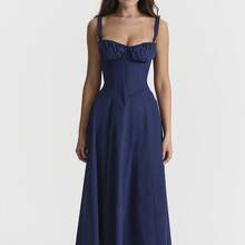 Women's Floral Milkmaid Dress Plus Size Maxi Puff Sleeve Square Neck Boho Casual Beach Dress - Trắng xanh nhạt 2 - Xem 4