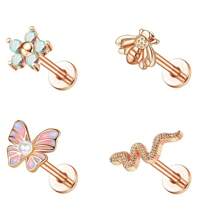 ORAZIO ORAZIO 1-8 Piezas Pendientes Helix de 16G para Mujeres, Aros para el Labio sin Rosca de Inserción, Aros para Tragus, Medusa, Concha, Monroe, Piercing y Joyería