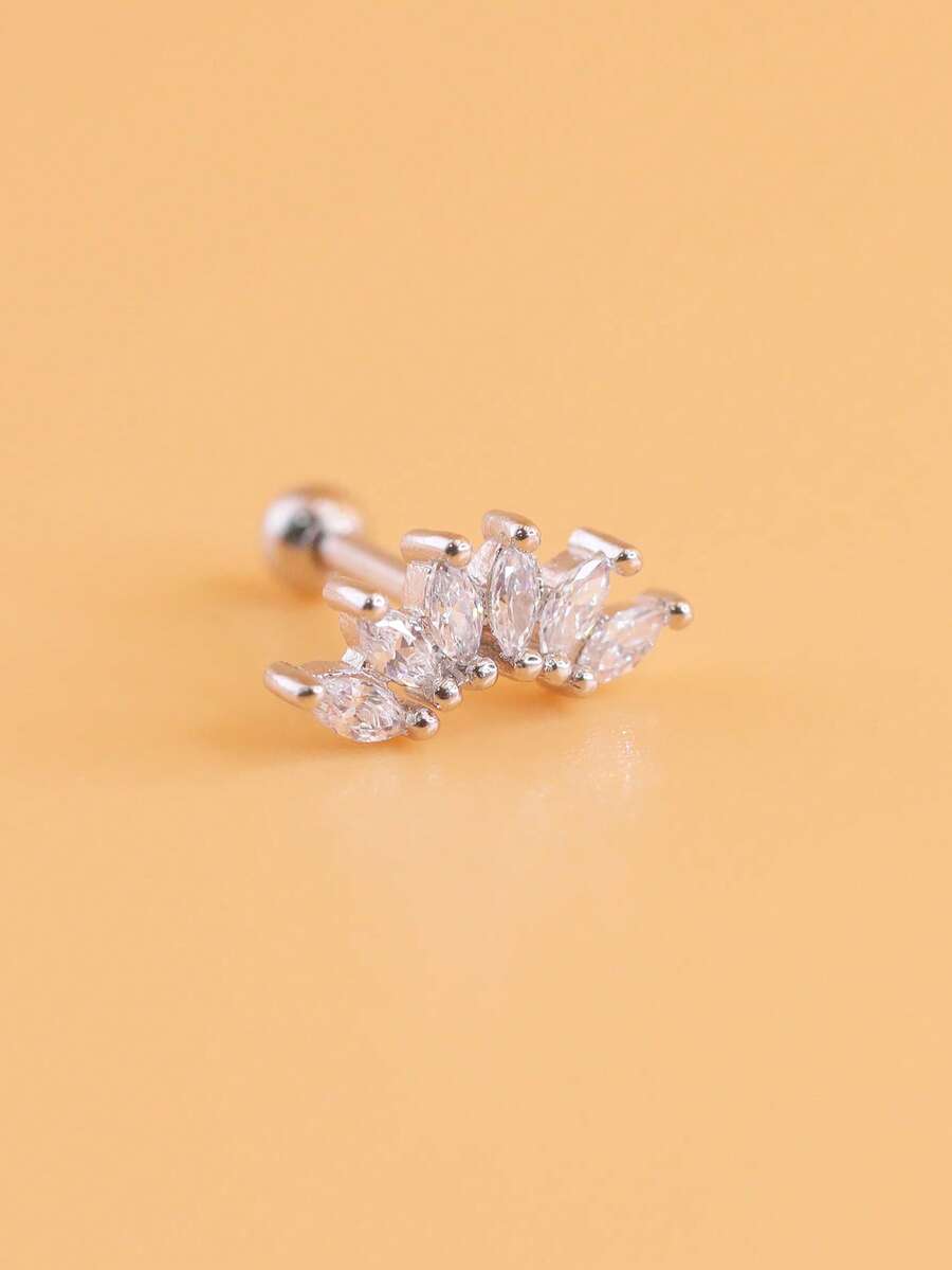 1pc Cubic Zirconia Stud Earring - Yellow Gold - View 1