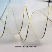 2.5 Cm / 0.984 Inches Gold Trimmed Yarn Ribbon Ribbon Decorative Ribbon,Gift Box Tie,Bouquet Decoration,Wedding Bouquet Tie,Gift Decoration Material,Headdress Bow,DIY Handmade Material,Cake Box Decorative Ribbons, Venue Decoration