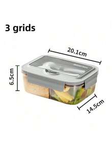1400ml Microwave Bento Box, 3-Compartment, With Utensils, Suitable For Picnic, Work, School, Camping And Fitness - Multicolor - View 18