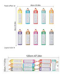 1 件 30*120cm PVC 自粘墙贴 卡通铅笔 乘法表 早教墙贴 家居墙壁装饰 书房装饰 - 綠色 - 查看 5