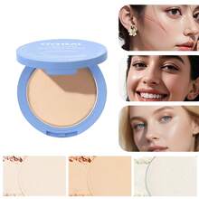 Polvo compacto matificante de 3 colores, polvo de fijación perfecto de larga duración con borla, peso neto: 10g - Multicolor - Ver 1