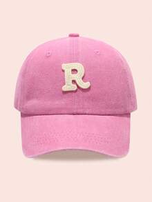 1pc Kids' Washed Baseball Cap With 26 Letters, Suitable For Outdoor Activities, Sun Ion, Daily Wear, Boys & Girls - Water Soluble-pink Washed Baseball Cap - View 70