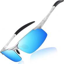 DUCO Mens Sports Polarized  UV Protection  For Men 8177s - Silver Frame Revo Blue Lens - View 12