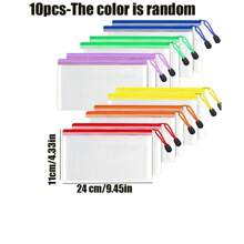 3pcs A3, A4, B4 Size Zipper Folder - Art, Data And Drawing Storage Bag With Grid Design (Random Color) Back To School,Back To School,School Supplies