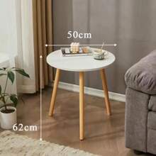 Semplice tavolino da comodino in legno rotondo con cornice in legno massiccio, mobile da piccoli spazi come tavolo da caffè laterale, per reception, ufficio, soggiorno, camera da letto