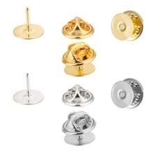 20/50Sets Brooch Pin Holder Tie Badge Back Replacement Flat Base Stabbing Butterfly Clasps For DIY Jewelry Making Accessories Gold 25pcs Silver 25pcs