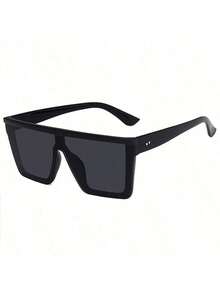 一副黑色超大号一体式时尚眼镜，时尚街头风沙滩配饰眼镜 - 黑色 - 查看 9