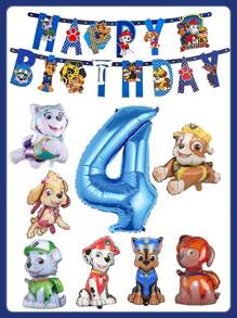 Paw Patrol Pfoten Patrol Themen Aluminium Folienballon Set, Cartoon Charakter Ali Aqi, Fellig, Grau, Perle, Lu Ma, Tian Tiana Aluminium Folie Ballons, ein Festival Ballon Set bestehend aus sieben verschiedenen Hunde Aluminiumfolie Ballon, unverzichtbare dekorative Ballon für Geburtstagsfeiern, Festivalpartys, Thanksgiving, Valentinstag, Weihnachten, Muttertag, Schulanfang, Abschlussfeier