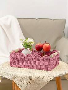 1 件编织收纳篮，扇形边缘设计，手持收纳篮，适用于马桶水箱顶架、浴室、客厅、卧室、梳妆台、家居装饰、浴室配件、桌面整理和收纳、礼品篮、理想礼物 - 彩色 - 查看 12