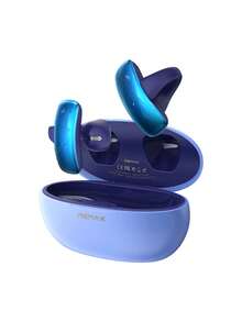 Remax 耳夹式耳机，无线蓝牙耳机，立体声，骨传导，耳夹式，时尚化妆海绵设计，舒适耳机，主动降噪，送给爱人的礼物，蓝色