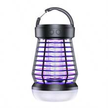 Luz eléctrica para campamento, mata mosquitos eléctrico portátil recargable USB, 2 en 1 insecticida - para uso interior y exterior, mata mosquitos + modo de luz de campamento - mata polillas, avispas, mosquitos, etc., mata mosquitos recargable y luz de campamento, trampa de insectos UV 2000V, trampa de luz 395NM y atracción de insectos 720°, para uso interior y exterior, cubre 300 pies cuadrados