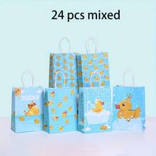 6/12/24pcs Duck Paper Bags With Handles, Rubber Duck Gift Bags, Party Favor Boxes, Birthday Supplies, Blue - Multicolor - View 6