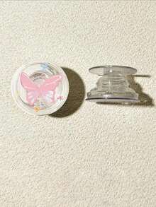 1pc Butterfly Design 360 Degree Rotating Air Cushion Phone Holder, Retractable Foldable Adhesive Desktop Stand, For Women Compatible With IPhone, Android Phone, Gift For Birthday, Family, Friends Push-Pull Phone Grip Phone Accessories