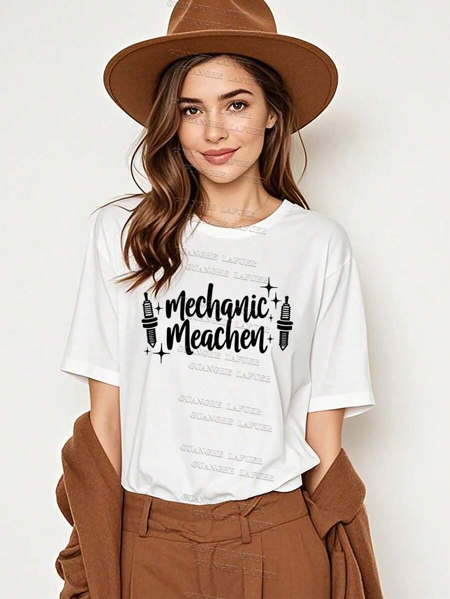 Camisas de manga corta para mujer, camisas 100% algodón para mujer, regalos para el día de la madre para S-2XL, regalos de cumpleaños para mujer, camiseta Meachen mecánica,Camiseta de mecánico, camiseta de mecánico diésel, camiseta de medio mecánico Meachen - Blanco - Ver 1