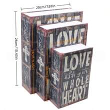 1 pièce Boîte de sécurité créative en forme de livre, conception de clé LOVE, taille petite/moyenne/grande, utilisation à domicile cachée près du lit, coffre-fort de sécurité, boîte de rangement miniature réaliste, convient pour le bureau, la chambre à coucher et plus