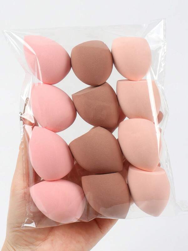 12pcs Medium-Sized Beauty Sponges, Makeup Blender For Blending Liquid, Cream, And Powder, Multi-Colored Latex-Free Wet And Dry Foundation Cosmetic Sponge, Suitable For All Skin Types