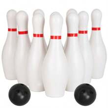 10pcs 16cm White Bowling Pins With 2pcs 7cm Black Bowling Ball Creative Indoor Floor Ball Games Family Party Interactive Fun Games - Multicolor - View 8