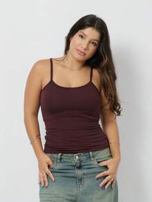 Aesthetic Moda Basic Strappy Tank Top - Óxido marrón - Ver 5