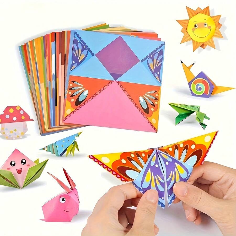 1 Set de kit de origami creativo - 27 diseños únicos de manualidades DIY, perfecto para actividades educativas, proyectos de aula y favoritos de fiesta, desarrolla la habilidad de los niños, ayuda a que los hijos crezcan, excelente para regalos de cumpleaños y festividades