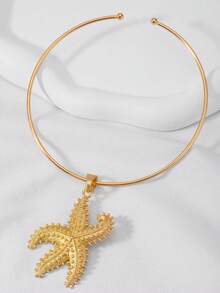 1件珊瑚手链式项链/夏季海洋海星项链/女士度假风首饰 - 金色 - 查看 3