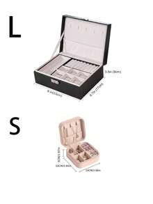 双层珠宝收纳盒，大容量可上锁珠宝盒，PU皮革珠宝收纳盒，适用于项链、耳环、戒指、手表。节日礼物。 - 彩色 - 查看 7