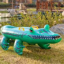 1pc Inflatable Green Crocodile Floating Board, Swimming Equipment - Green - View 8