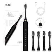 Electric Toothbrush With 4 Brush Heads, Rechargeable Electric Brush, Water Toothbrush For Teeth Cleaning And Gum Health - Black-1 - 查看 7