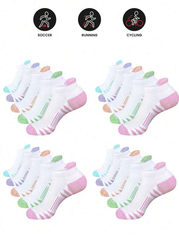 5/10/15 Pairs Women's Ankle Arch Support Thick Cushioned Anti-Odor Sports Running Socks, 20/30/40/60/80 Pcs