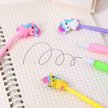 4 件套独角兽夜光笔套装 - 可爱卡通考试笔和办公签名笔，适用于学校用品，返校 - 彩色 - 查看 2