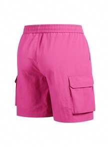 Men's Solid Color Casual Pants Comfortable And Breathable Zippered Pocket Design Suitable For Casual Wear - 粉色 - 查看 4