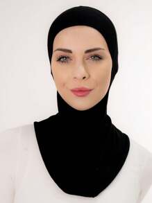 1 件女士内帽头巾头巾帽子头巾时尚纯色下巴弹性头帽和颈巾头带冬季秋季适合 Abaya 日常内帽