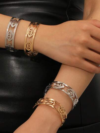 2 Peças Pulseiras de Amuleto Único do Olho do Diabo, Cor Dourada e Prateada, Presente Especial