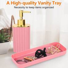 9-Piece Set Of Gold Bathroom Accessories, Pink Bathroom Accessory Set, Equipped With Toothbrush Holder, Mouthwash Cup, Soap Dispensing Bottle, Tray, Soap Box, Press Open Trash Can, Toilet Brush Home Bathroom Decor Bathroom Accessories Bathroom Organizer Summer Back To School - 粉色 - 查看 6