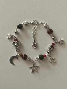 1pc Handmade Natural Pearl Star, Heart, Swirl, Guitar Pendant Bracelet, Elegant For Women, Suitable For Daily Wear And Party