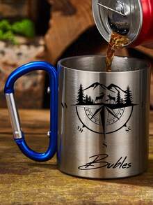 个性化不锈钢露营杯，可重复使用咖啡杯，户外露营马克杯，定制徒步水壶，万圣节礼物，圣诞节礼物，毕业礼物，返校礼物，户外爱好者礼物，送给家人、朋友、父亲、母亲、男友、自己的完美礼物，可定制，适用于茶室、家居、花园、办公室、周年纪念日、情人节、母亲节、生日、毕业典礼、婚礼、饮具 - 多色 - 查看 6