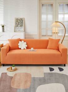 1 件提花沙发套，客厅短毛绒沙发套，宠物弹力沙发套，家居装饰 - 橘色 - 查看 5